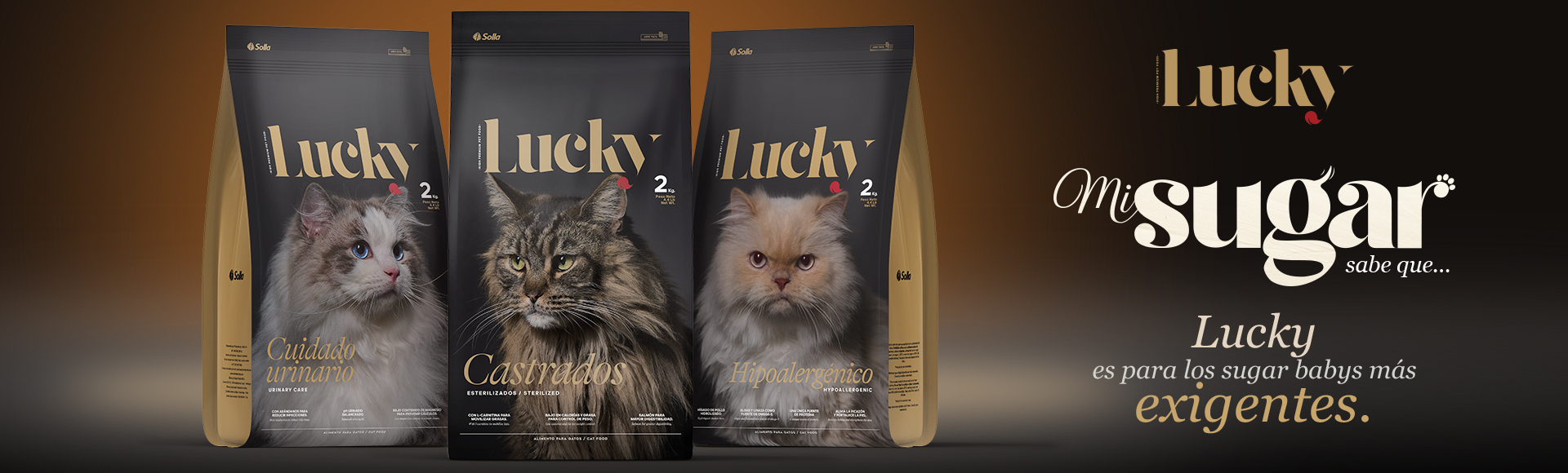 Lucky alimento seco para gatos con cuidados especiales: urinario, castrados e hipoalergénico. 