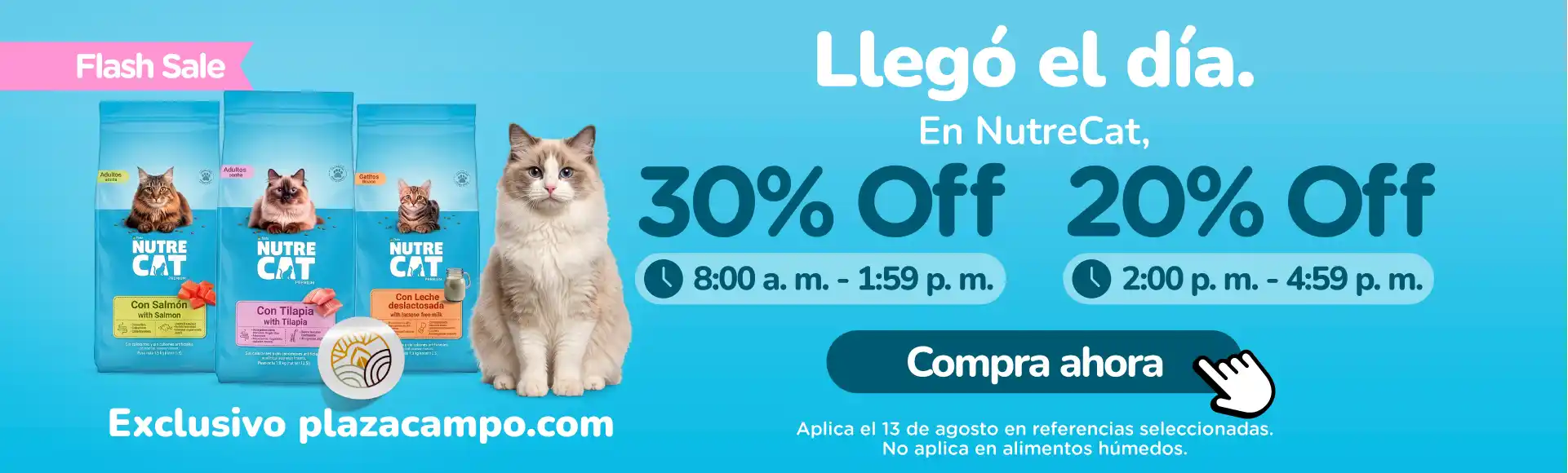 Flash Sale en Plaza Campo marca Nutrecat